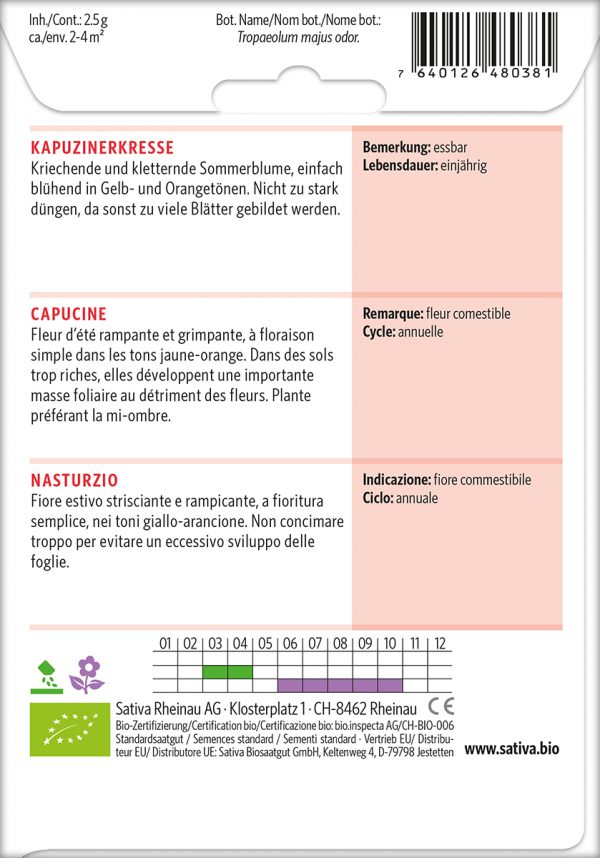 Kapuzinerkresse, Tropaeolum – Bild 2